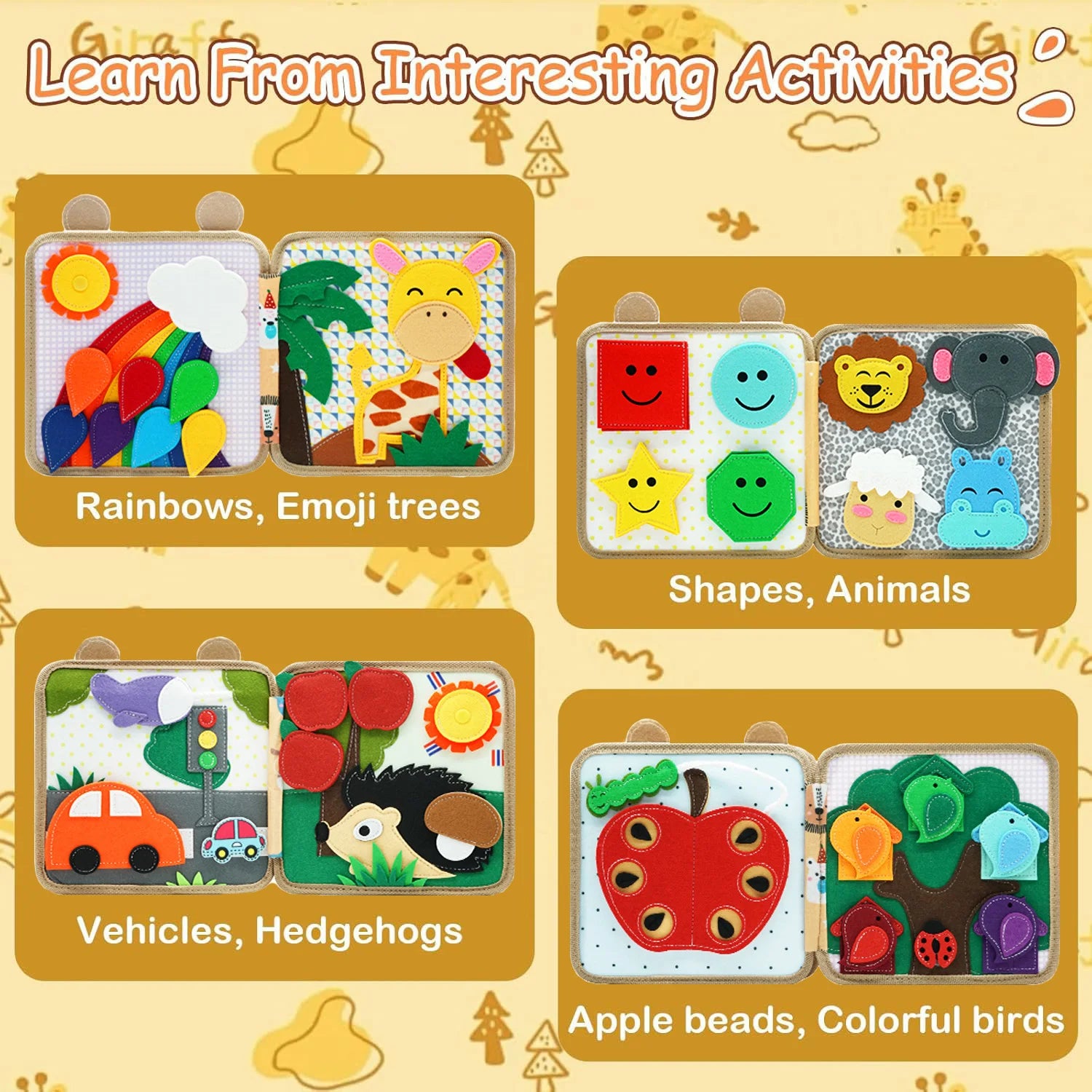 Montessori Giraffe Busy Board Quiet Book
