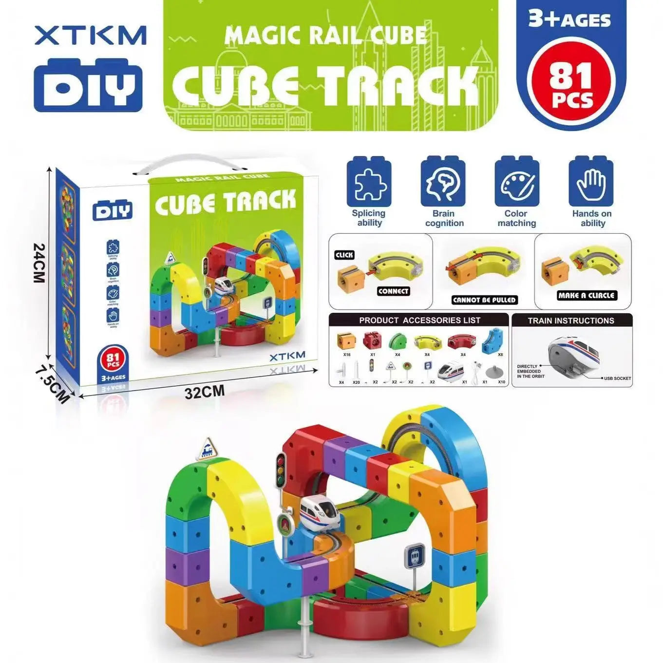 Magico Rail Cube™ Electric Magnetic Track Set