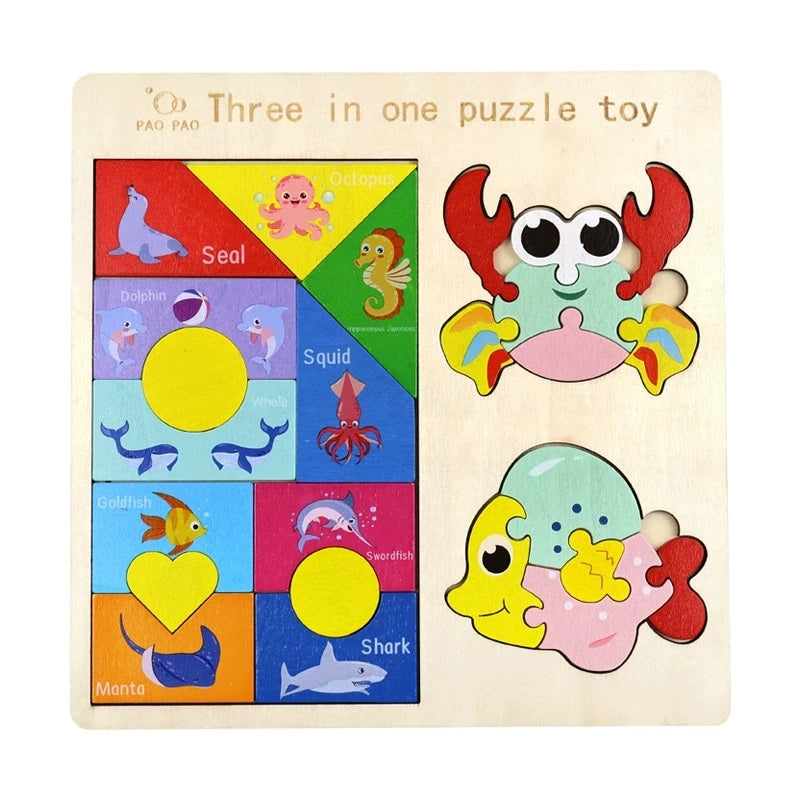 3-in-1 Montessori Wooden Puzzle Board, photo 9