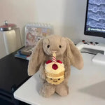 Shy Bonnie Rabbit Plush Doll with Birthday Cake