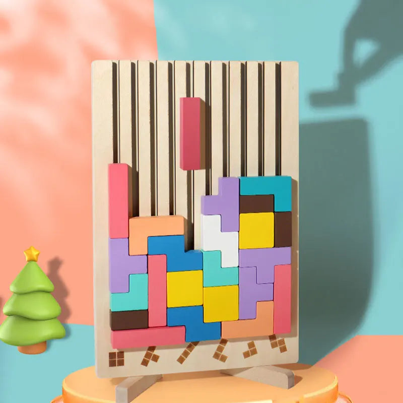 3D Wooden Logic Puzzle Blocks