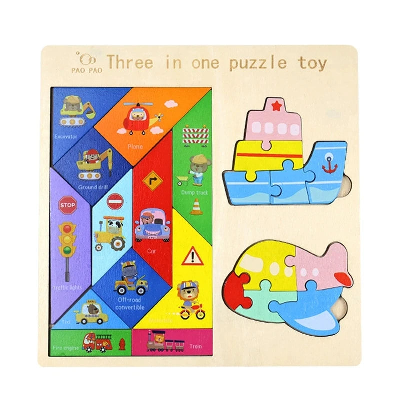 3-in-1 Montessori Wooden Puzzle Board, photo 8