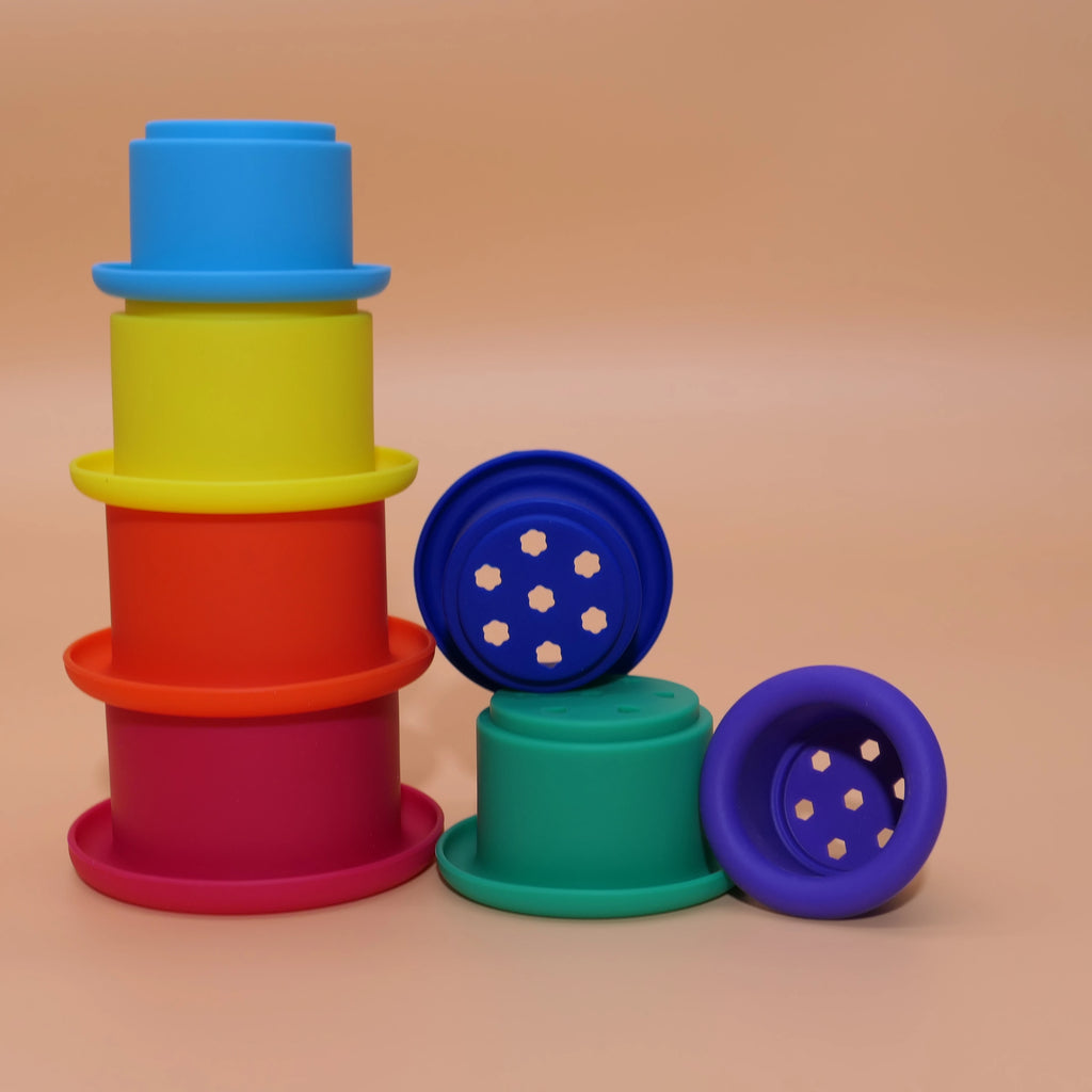 Rainbow Silicone Stacking Cup Set