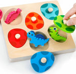 Montessori Wooden Dinosaur Egg Peg Jigsaw Puzzle