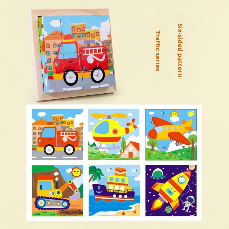 Montessori 6-in-1 Wooden Cube Puzzle Blocks