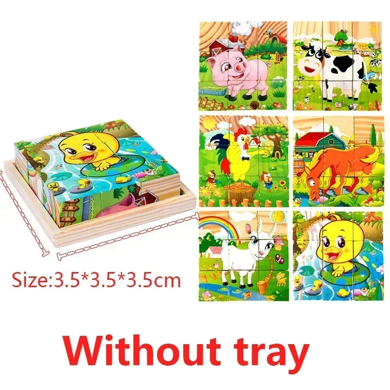 Wooden 3D Cube Puzzle – Montessori Educational Blocks