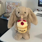 Shy Bonnie Rabbit Plush Doll with Birthday Cake