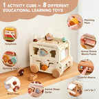 5-in-1 Montessori Wooden Busy Bus