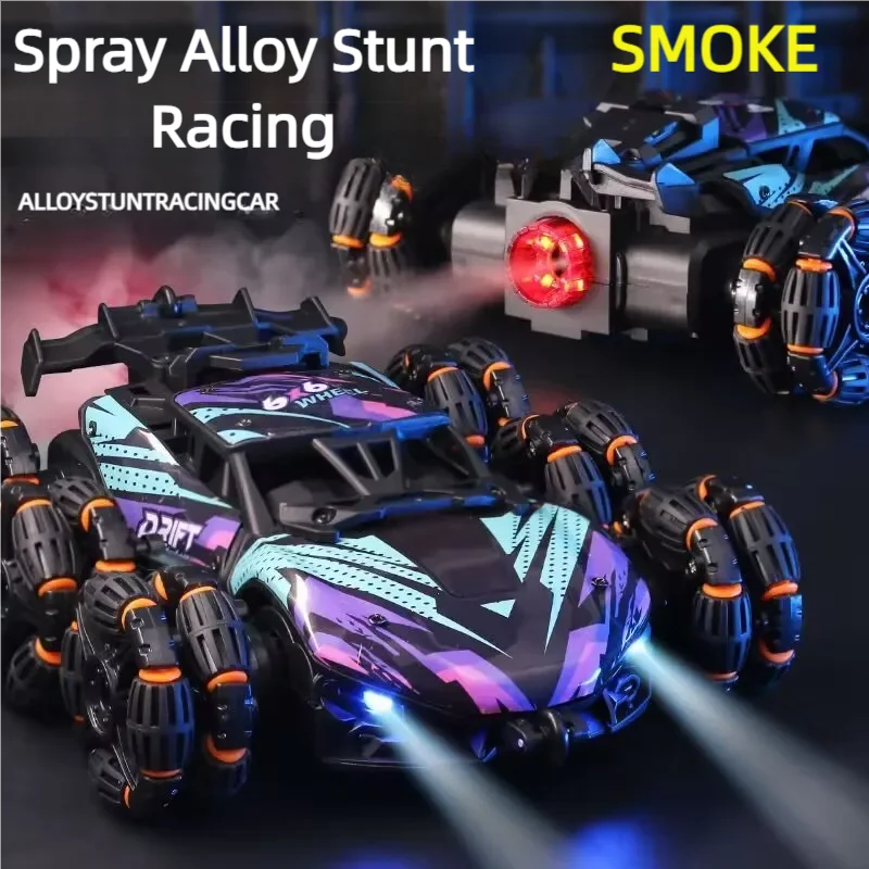 Morphing Six-Wheeled Remote Control Stunt, Light Spray Car – Alloy Off-Road RC Racing Car