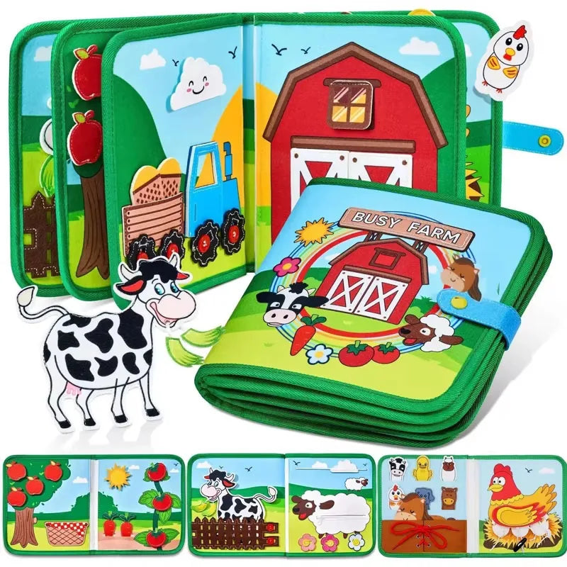 Toddlers Montessori Farm Animal Busy Cloth Book