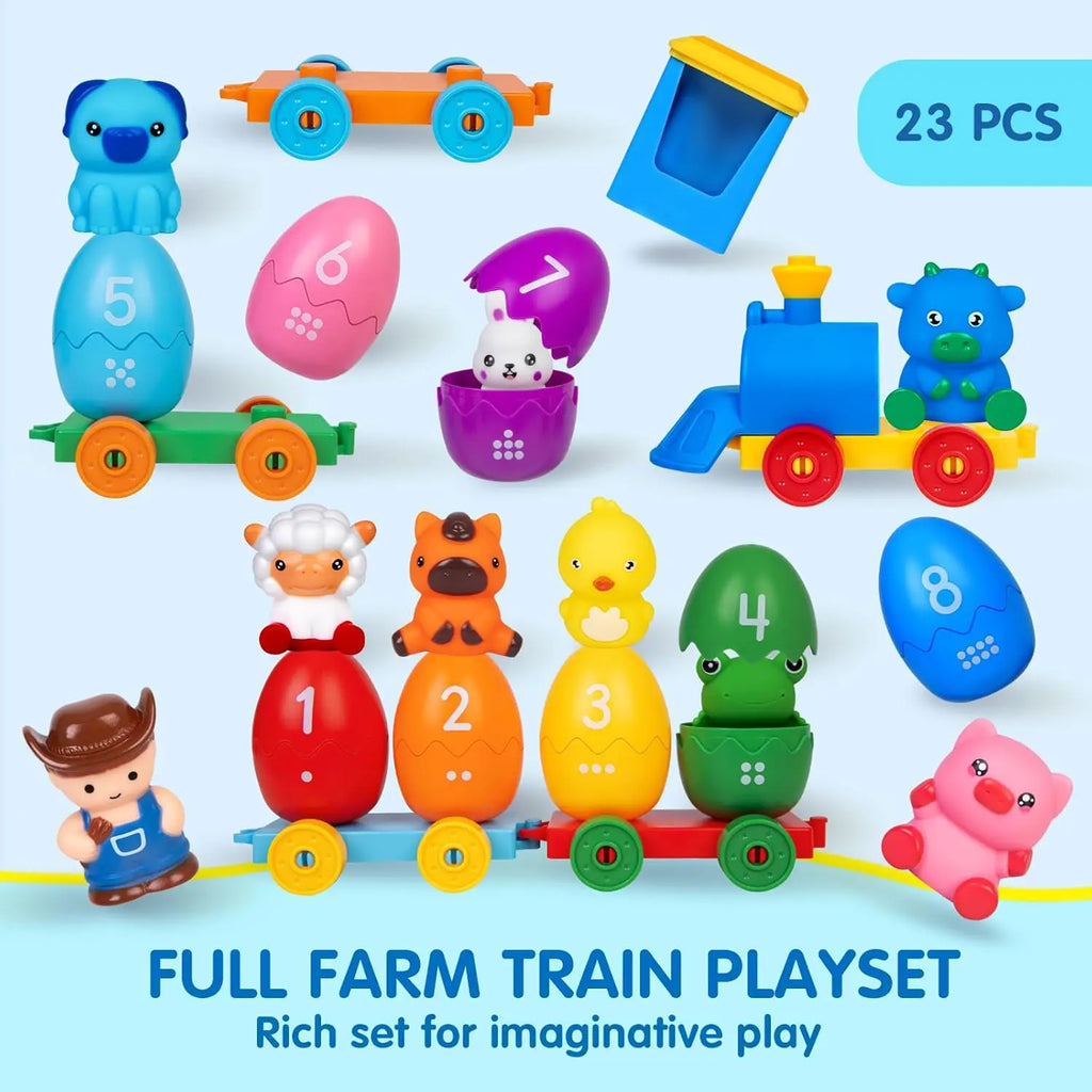 SmartTracks™ Farm Animal Train Set – Montessori Matching & Sorting Learning Toy