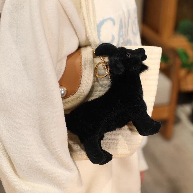 Black and White Goat Plush Keychain