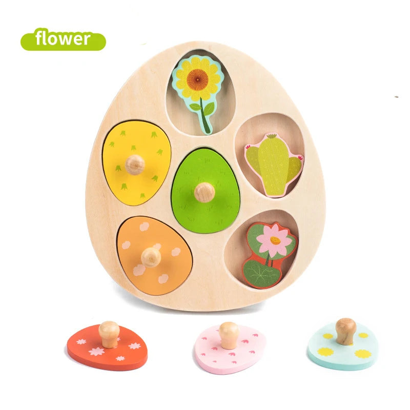 Montessori Wooden Dinosaur Egg Peg Jigsaw Puzzle