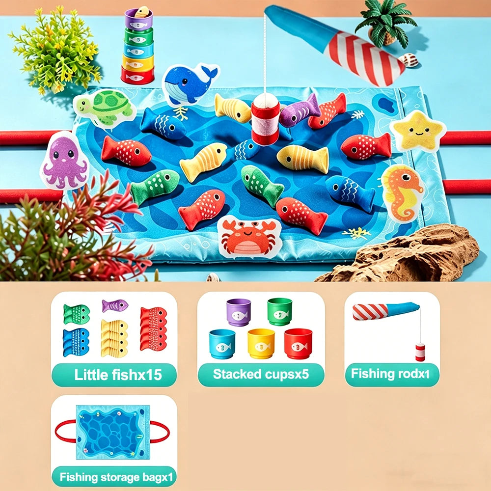 Montessori Cloth Fishing Game with Sea Animals