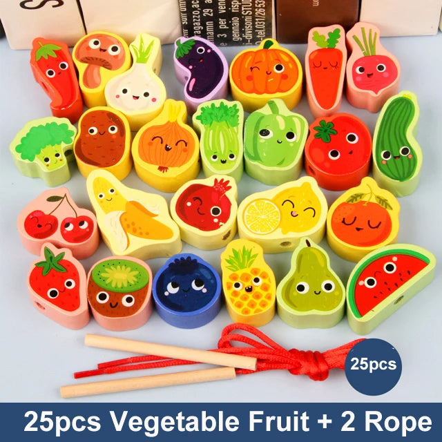 Wooden Threading Beads Lacing Toy