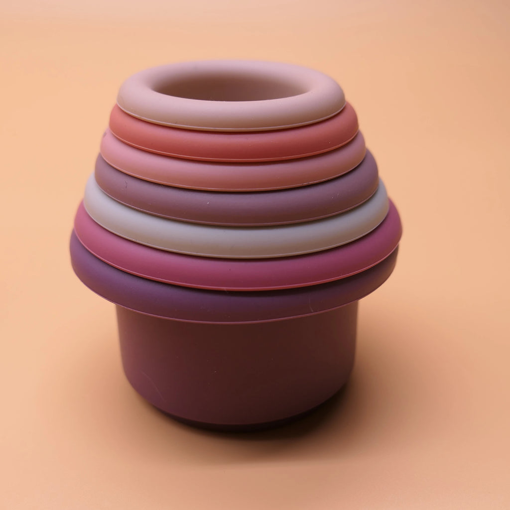 Rainbow Silicone Stacking Cup Set