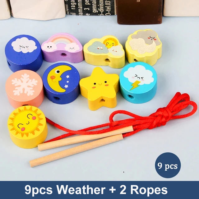 Wooden Threading Beads Lacing Toy