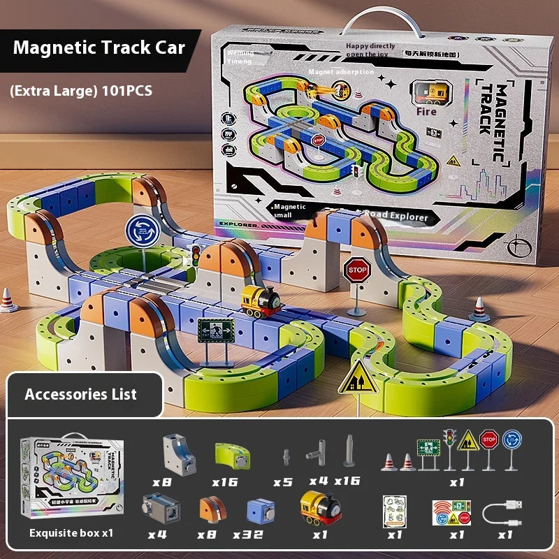 MagniTrack™ Magnetic Car Rail Set – STEM Racing Adventure