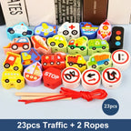 Wooden Threading Beads Lacing Toy