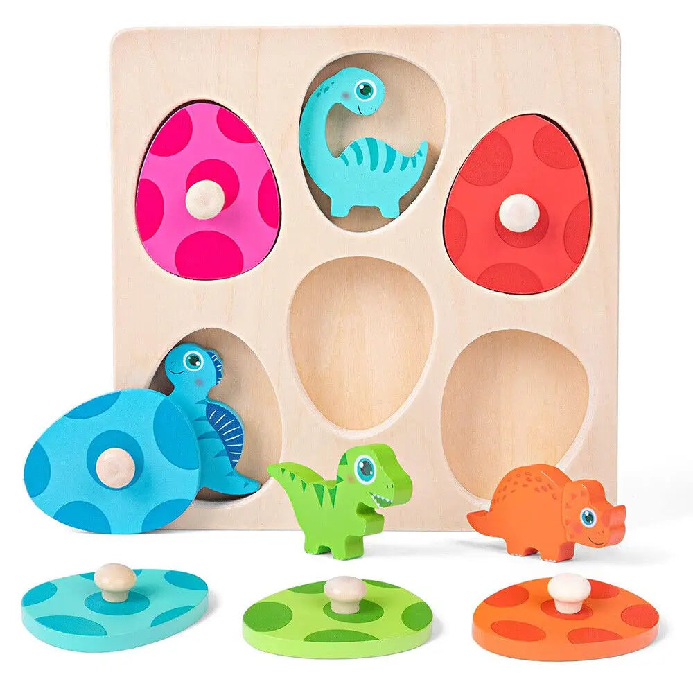 Montessori Wooden Dinosaur Egg Peg Jigsaw Puzzle
