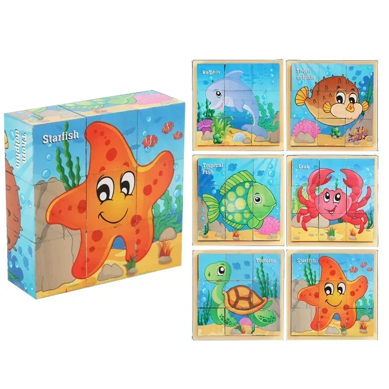 Wooden 3D Cube Puzzle – Montessori Educational Blocks