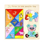 3-in-1 Montessori Wooden Puzzle Board