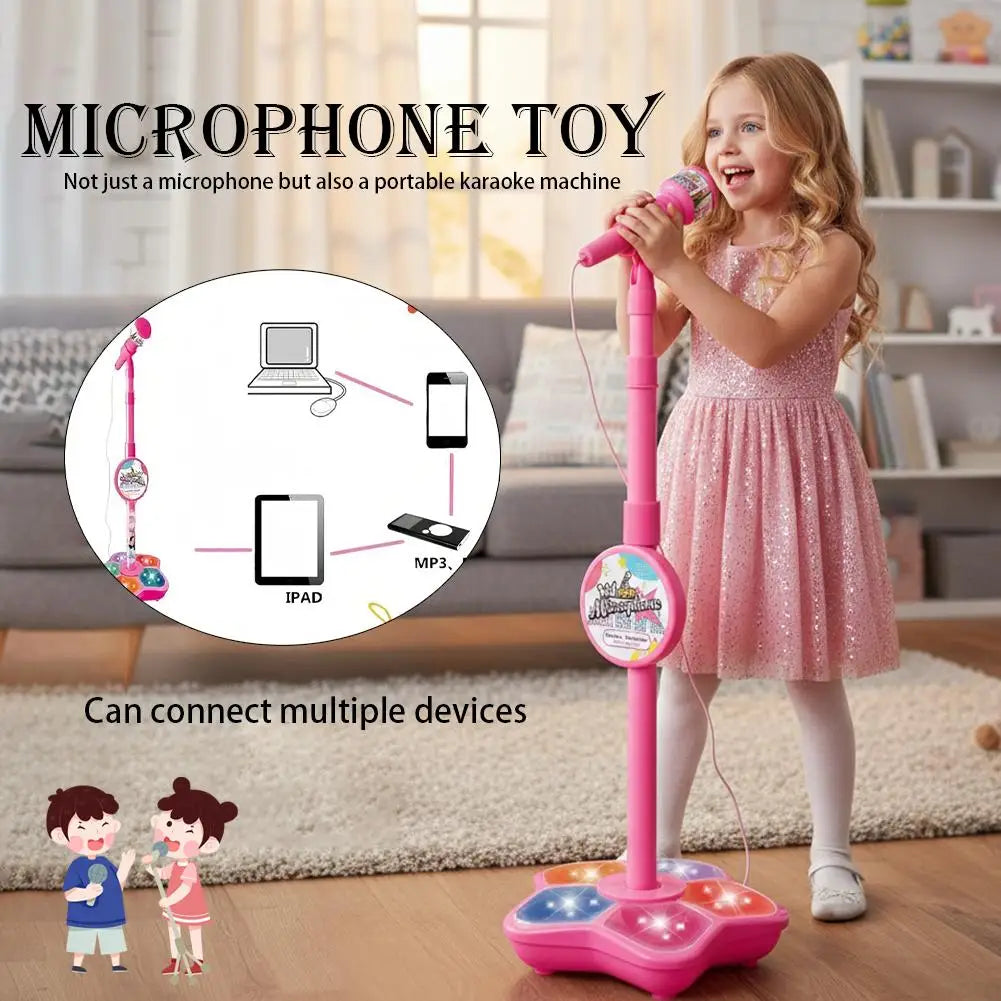 Kids Karaoke Microphone Stand with LED Lights