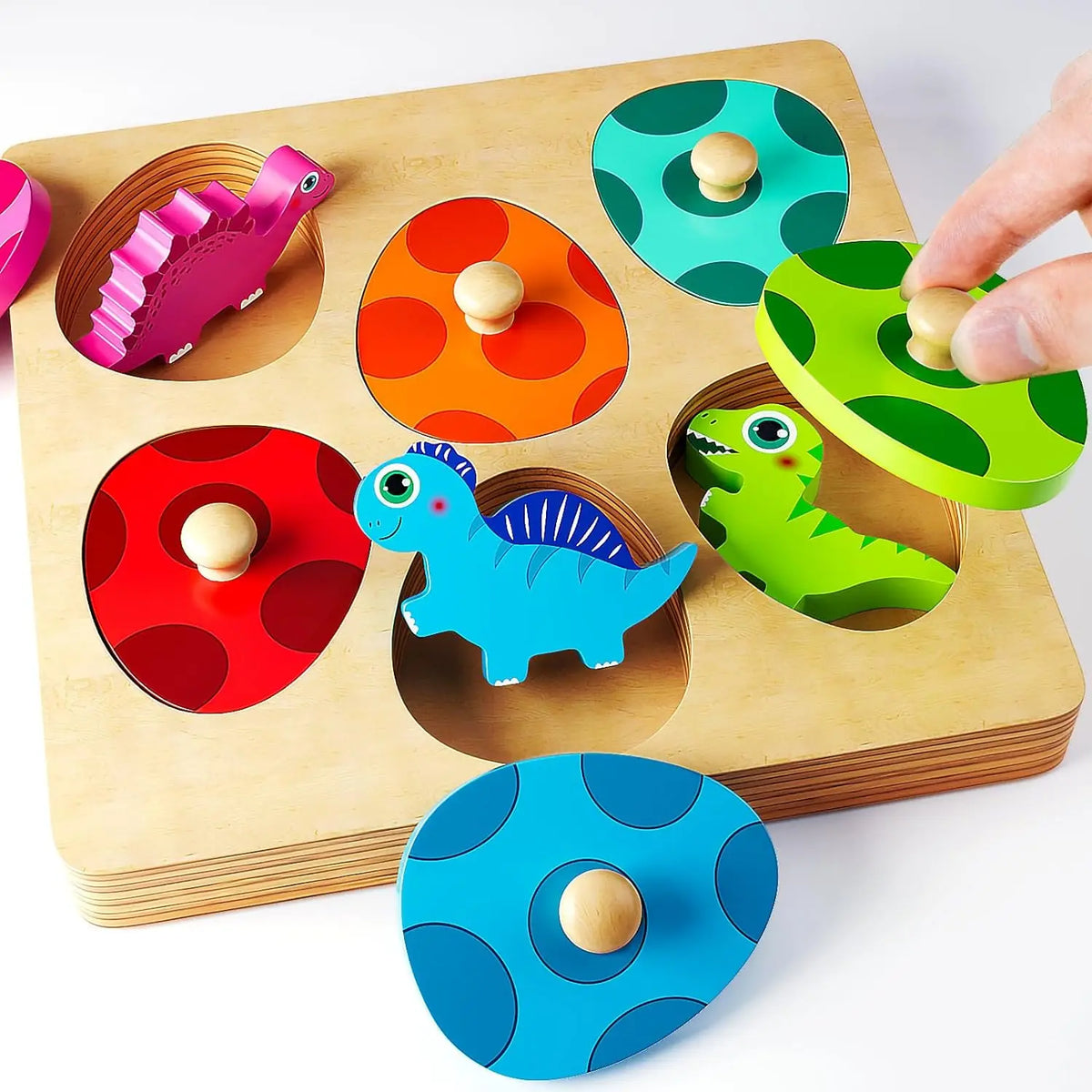 Montessori Wooden Dinosaur Egg Peg Jigsaw Puzzle