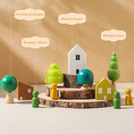 Montessori Sensory Wooden Forest Blocks & Animal Threading Toys