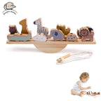 Montessori Sensory Wooden Forest Blocks & Animal Threading Toys