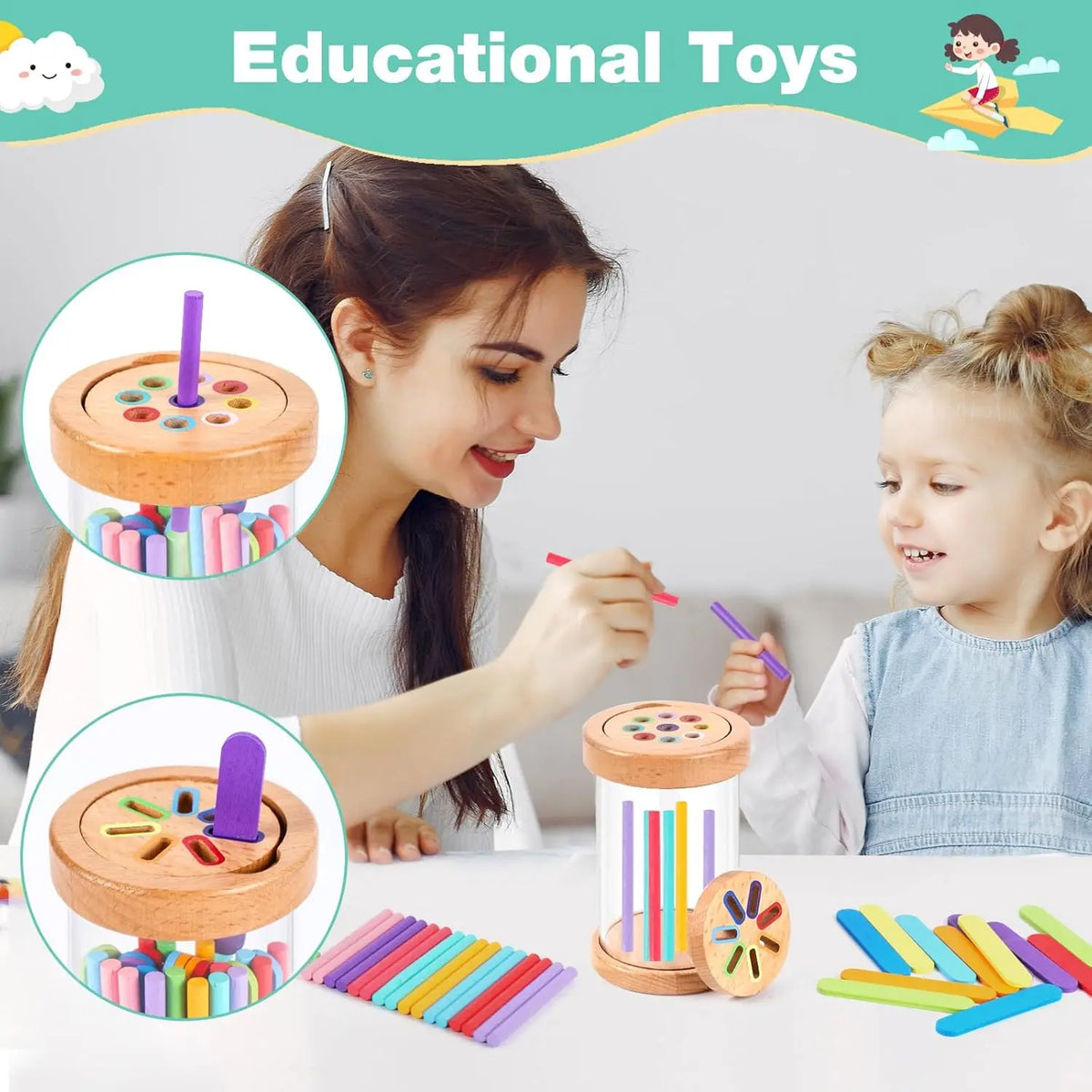 ColorNest Wooden Color Sorting Game, photo 2