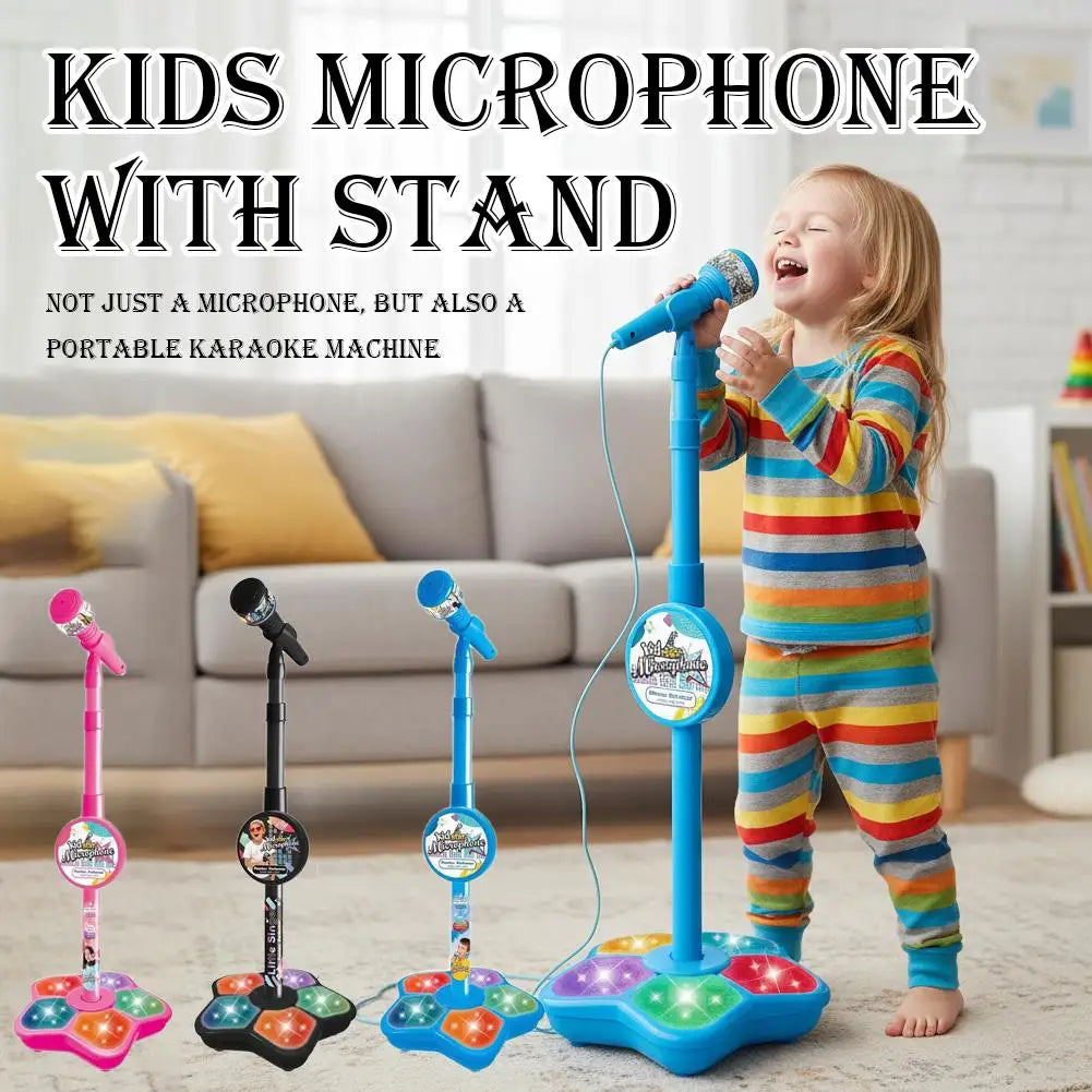 Kids Karaoke Microphone Stand with LED Lights
