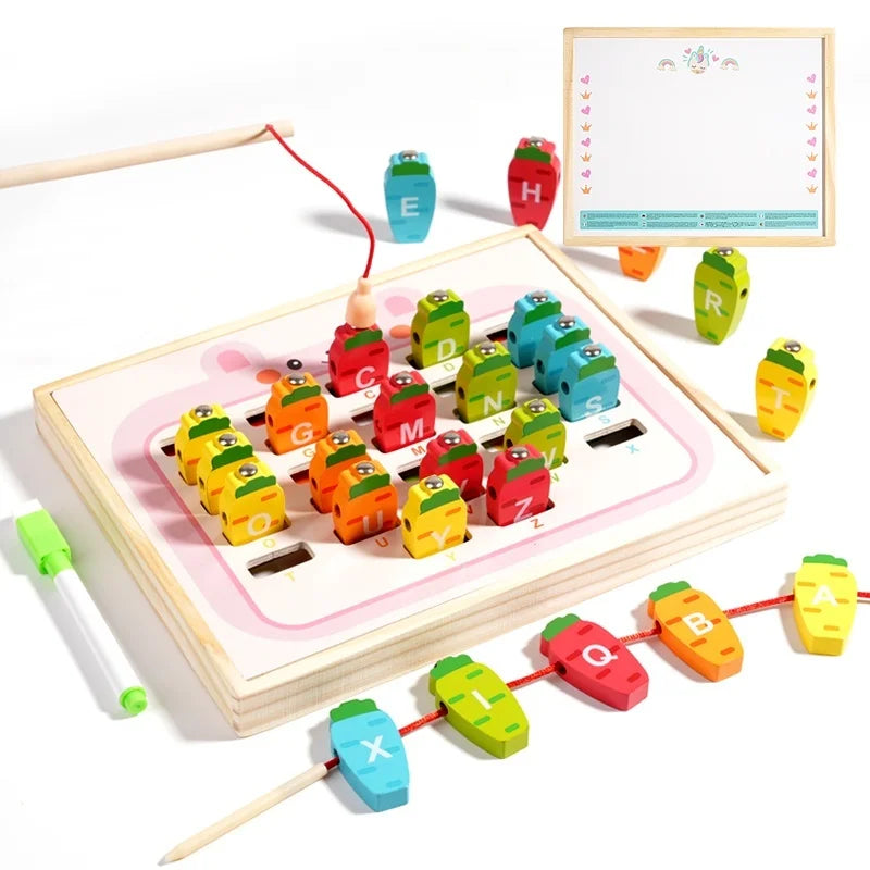 Wooden Magnetic Fishing and Drawing Game