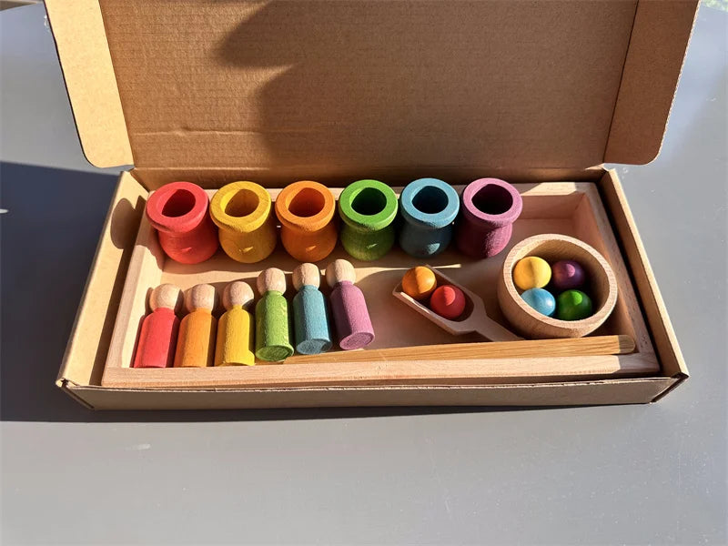 Beech Wooden Rainbow Sorting Peg Dolls, photo 10