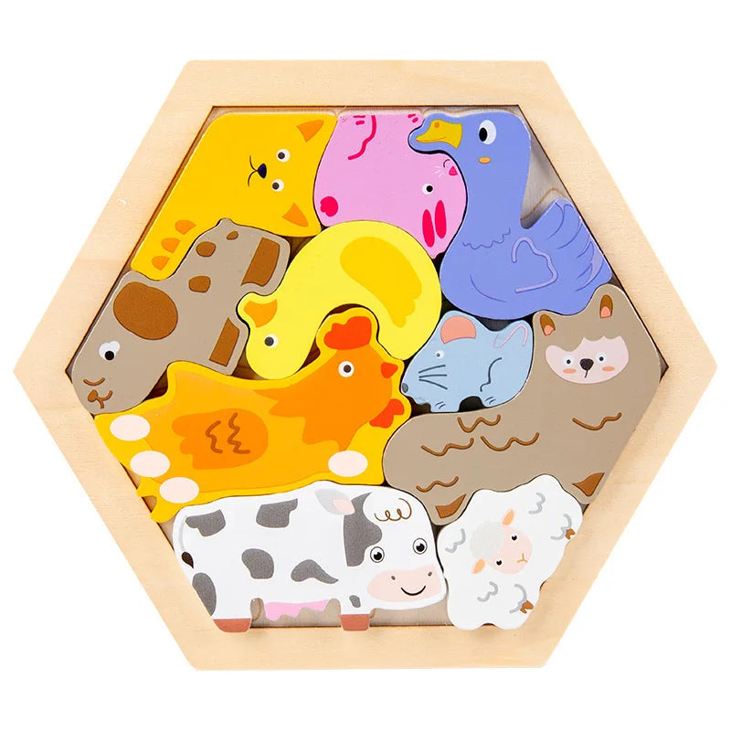 Wooden 3D Cognitive Jigsaw Puzzle