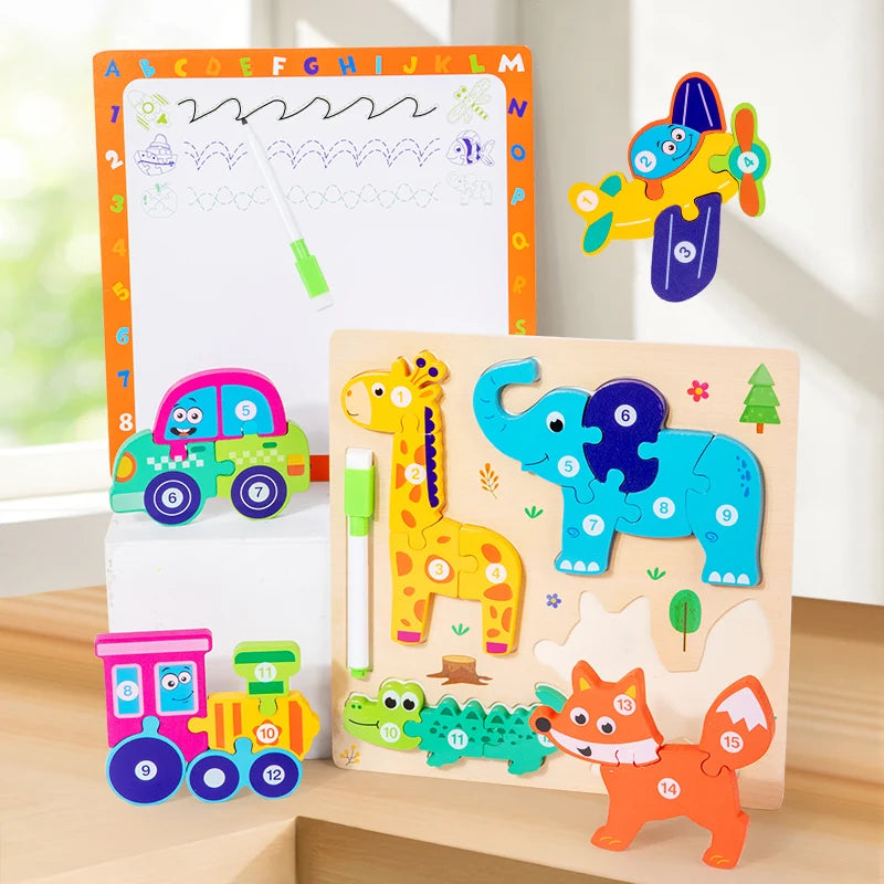 Wooden 3D Shape Puzzle with Drawing Board, photo 2