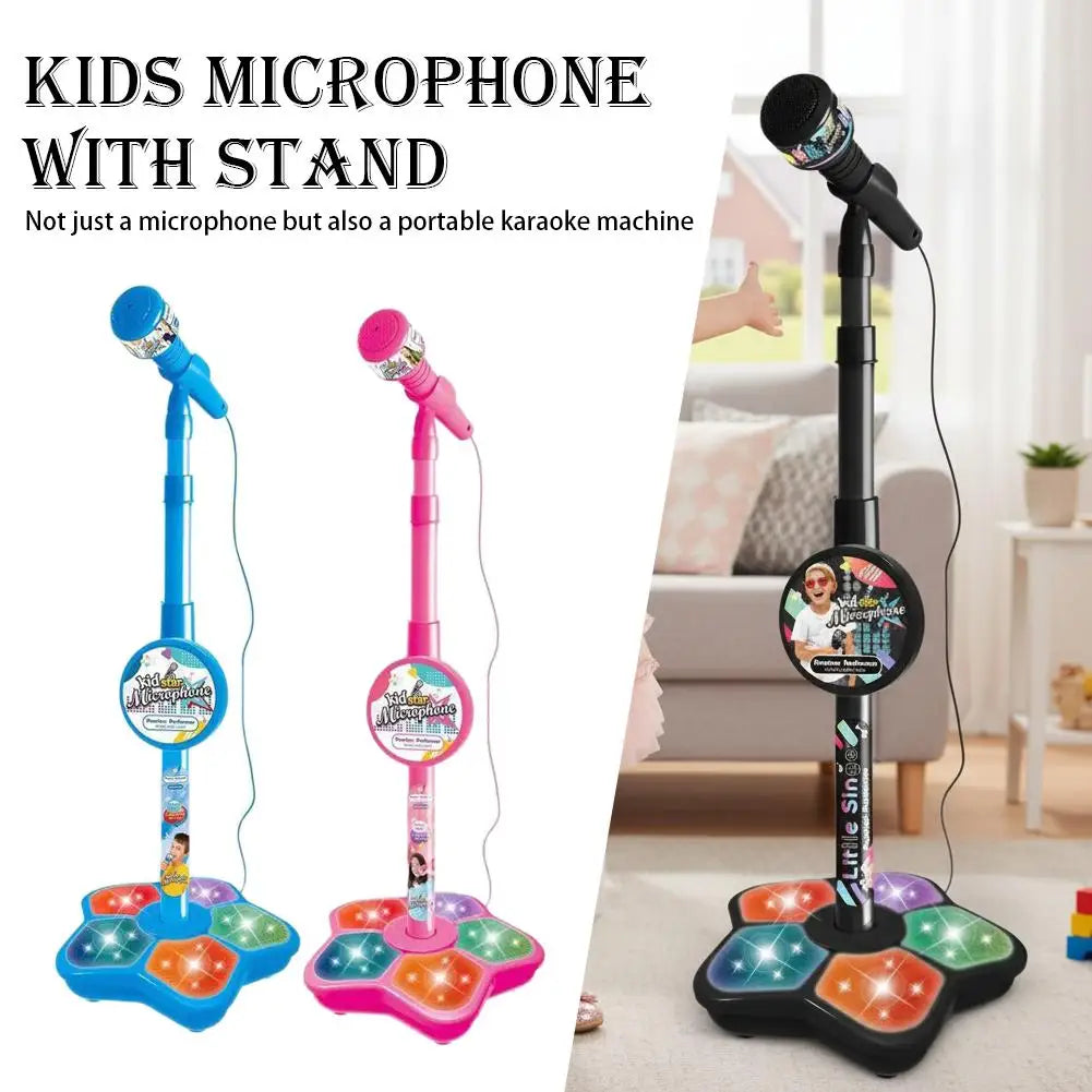 Kids Karaoke Microphone Stand with LED Lights
