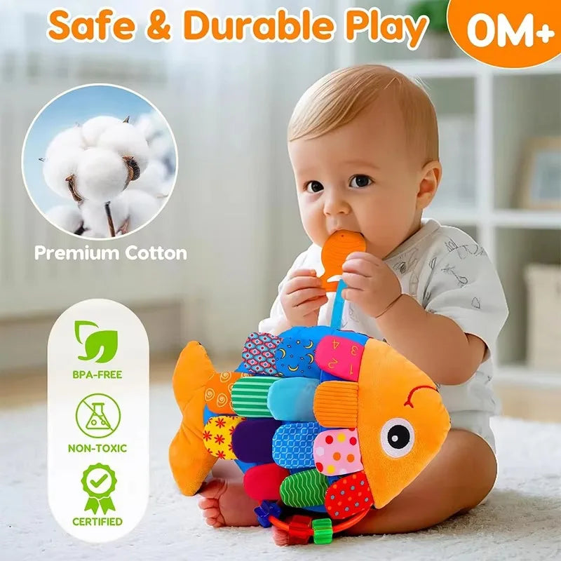 Tummy Time Fish Plush with Baby Mirror