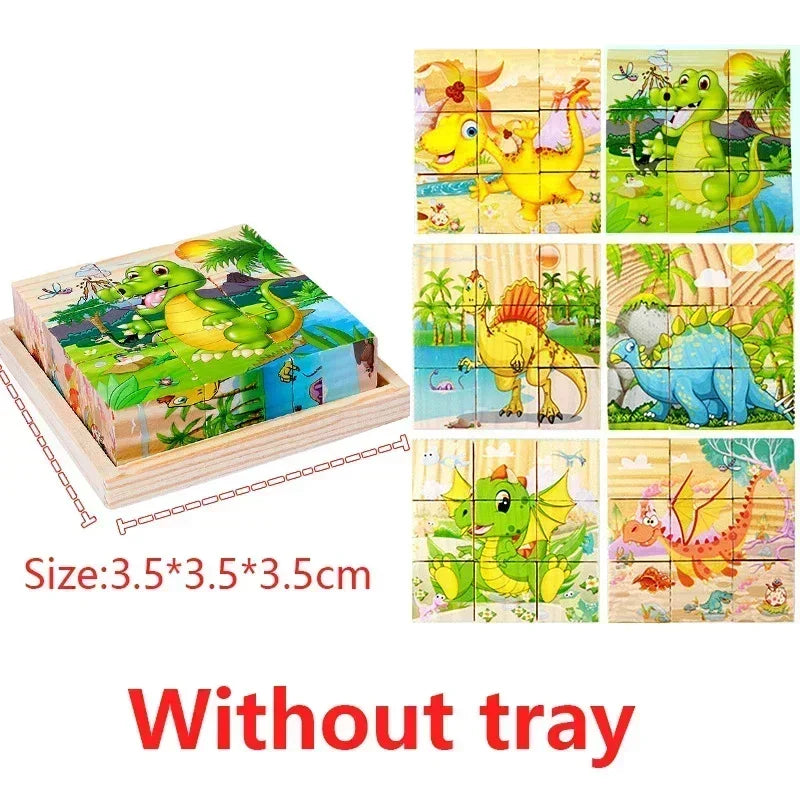 3D Wooden Cube Puzzle Tray Set