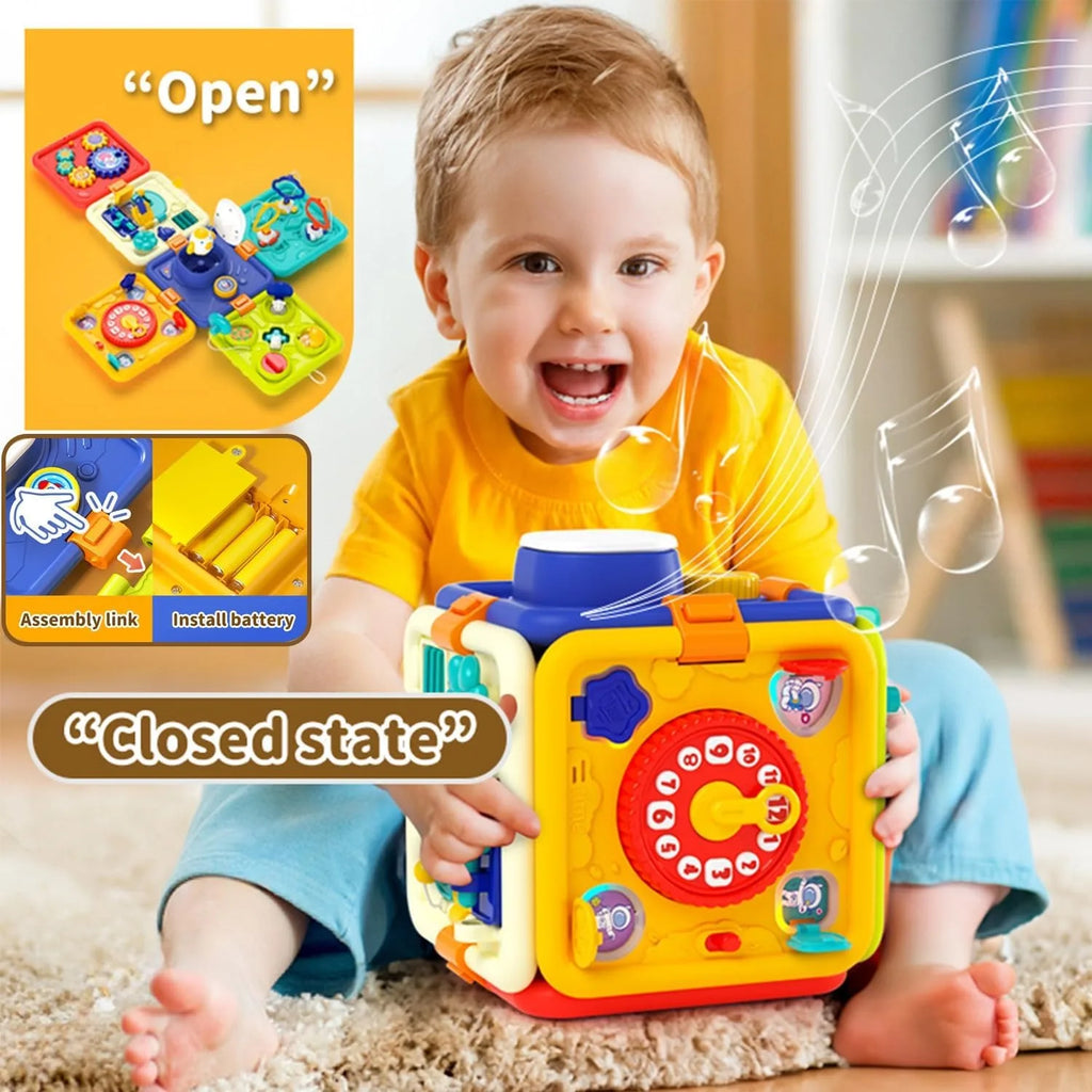 6-in-1 Montessori Activity Cube with Music and Lights