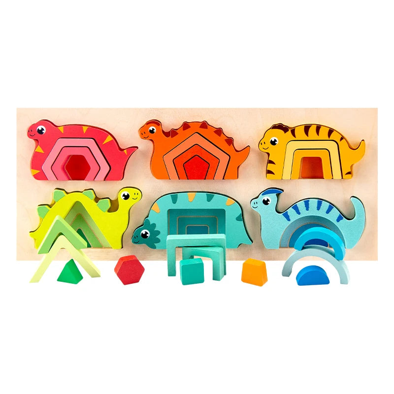 Wooden Dinosaur Shape Matching Puzzle