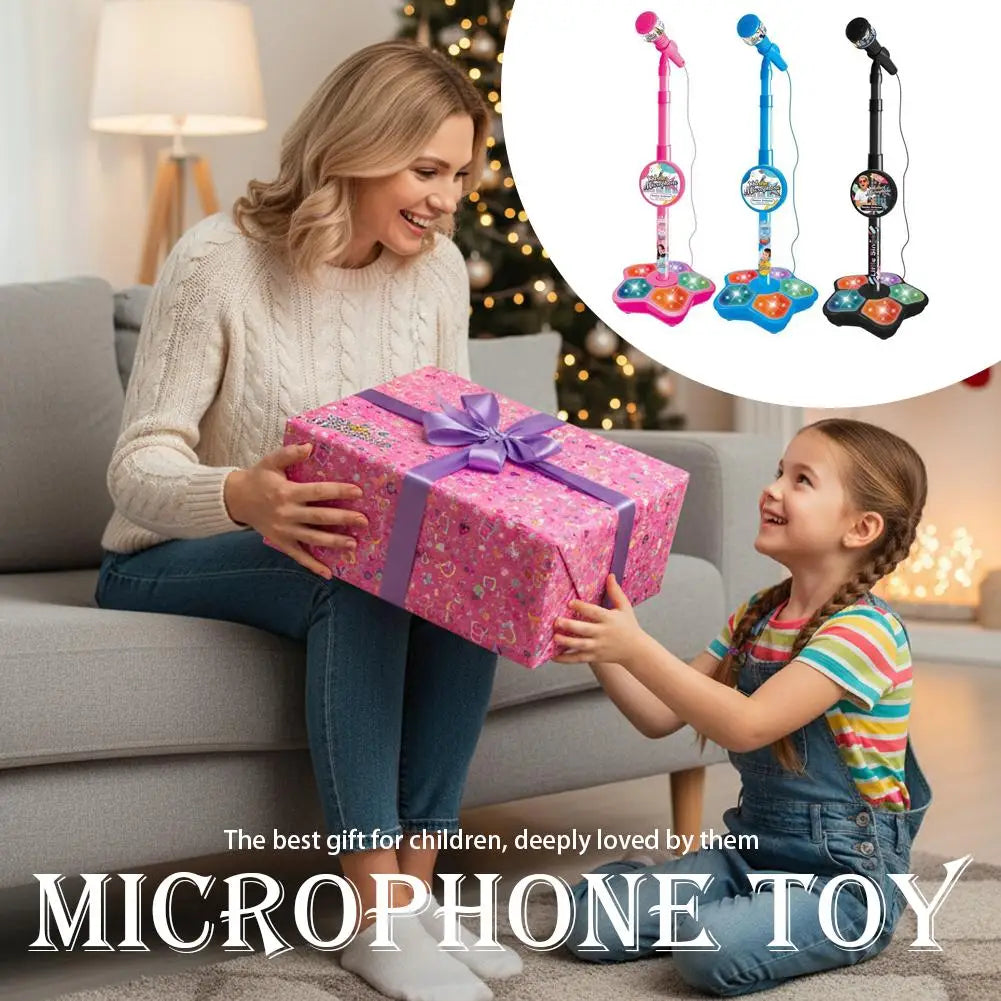 Kids Karaoke Microphone Stand with LED Lights