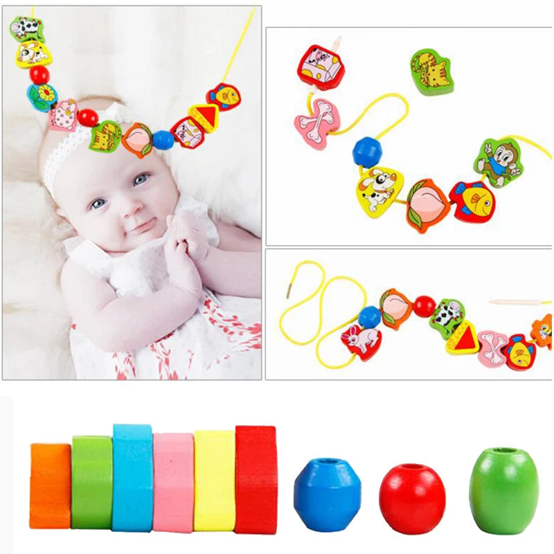 Wooden Threading Beads Lacing Toy