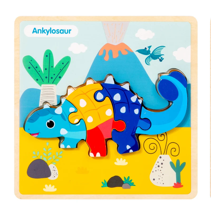 Wooden Dinosaur Shape Matching Puzzle