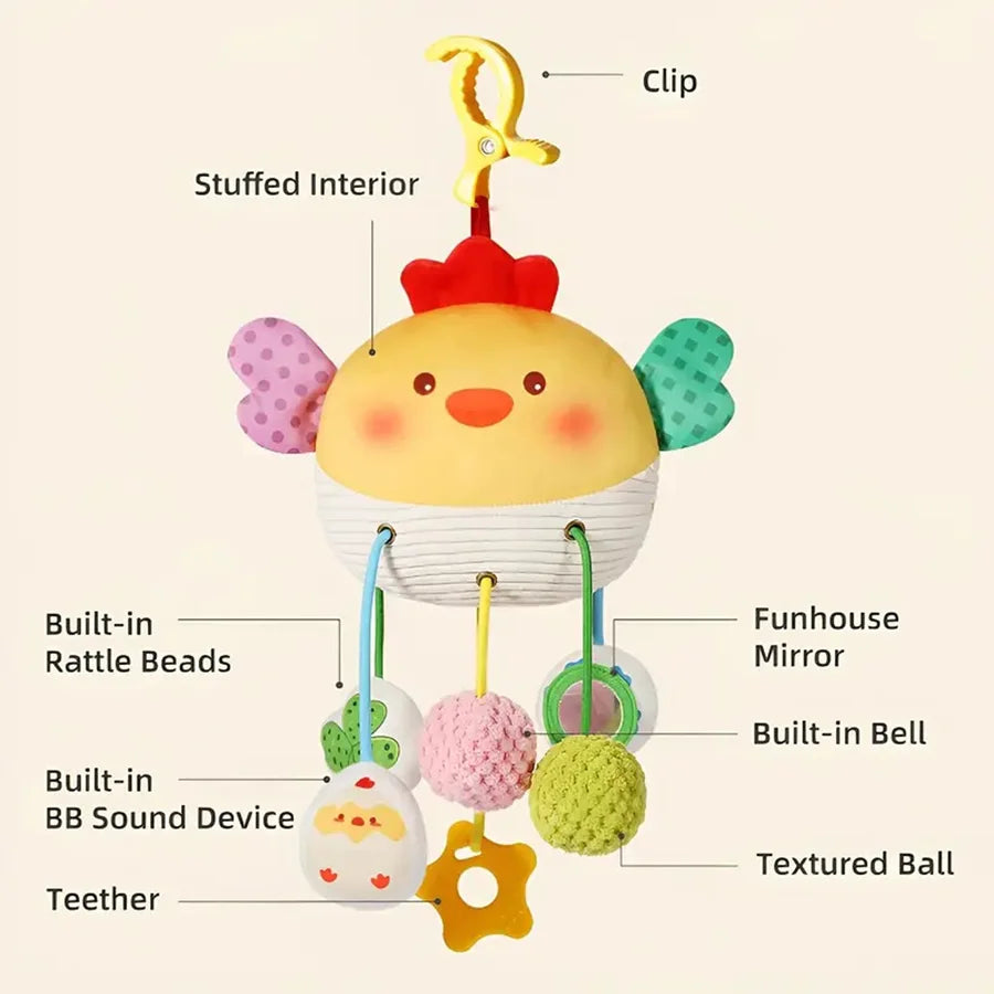 Crab and Chick Pull-String Stroller Toy