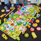 Wooden Busy Board with Fishing Game