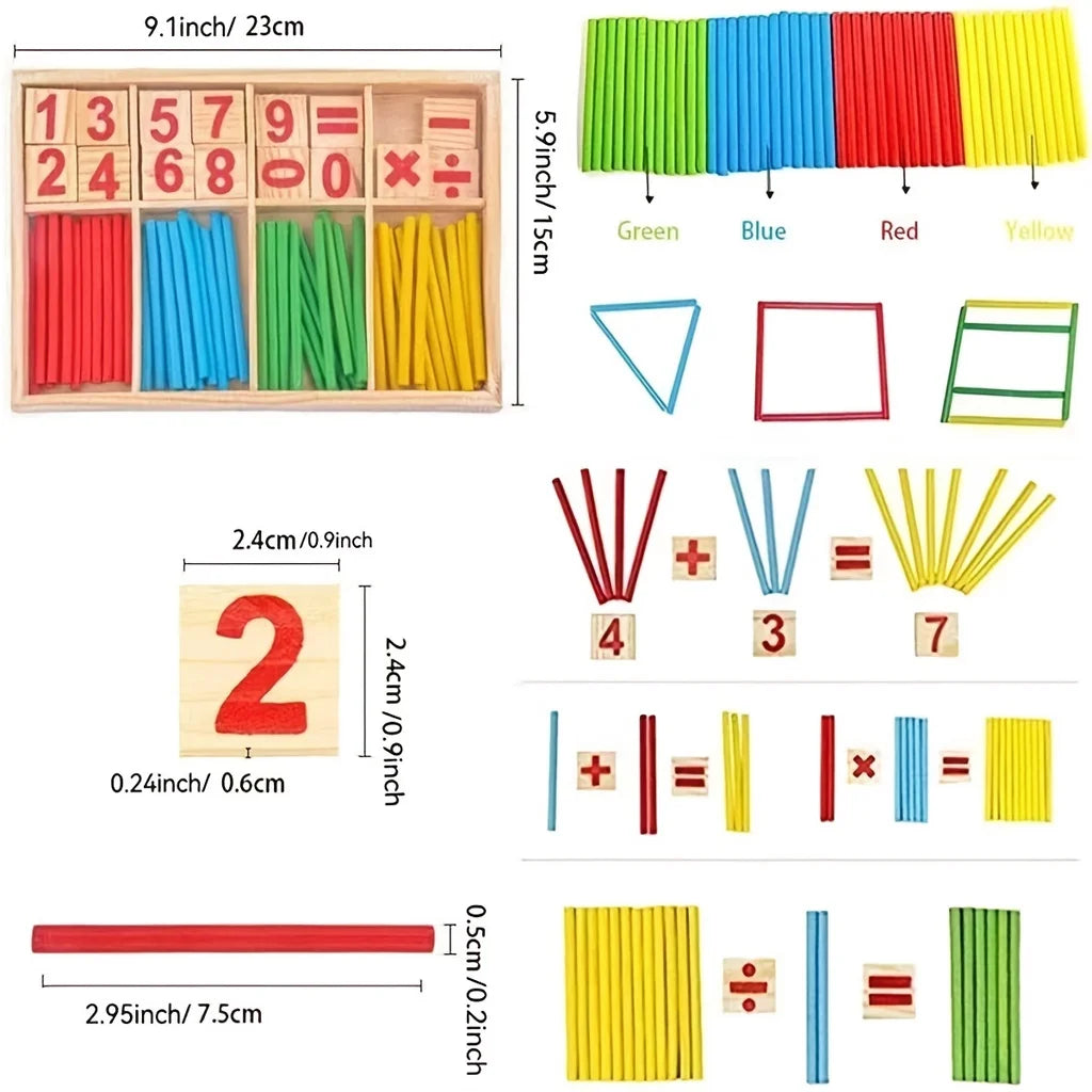 Montessori Wooden Counting Sticks Math Set