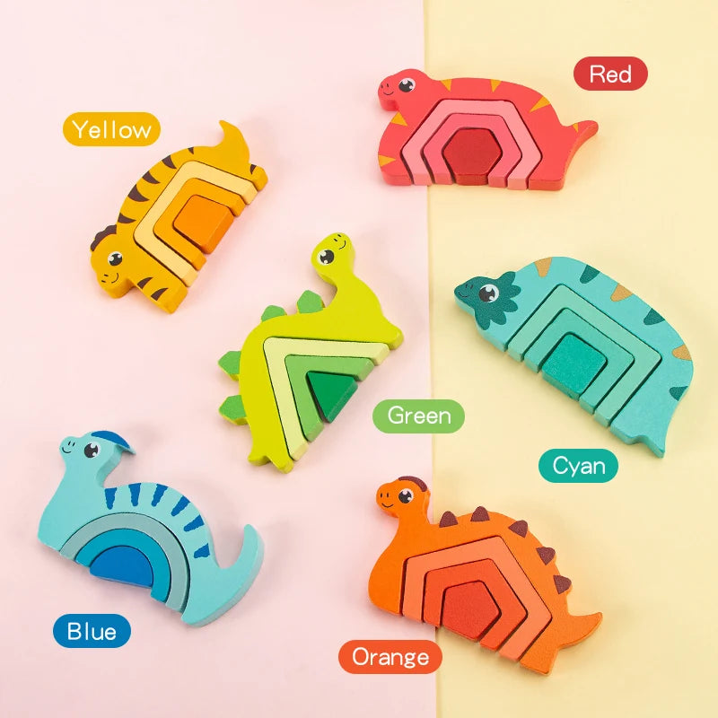 Wooden Dinosaur Shape Matching Puzzle