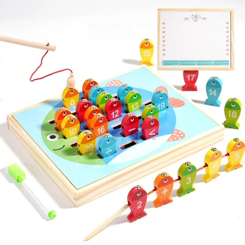 Wooden Magnetic Fishing and Drawing Game