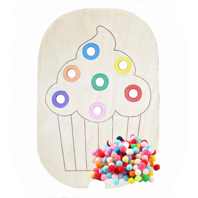 Montessori Children's Sensory Tray Table Wooden Tile